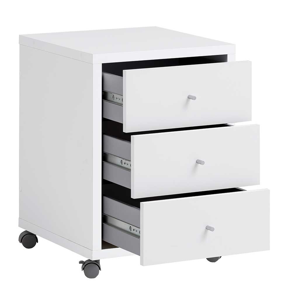 Schreibtischrollcontainer Ciranzo in Weiß mit Utensilienfach