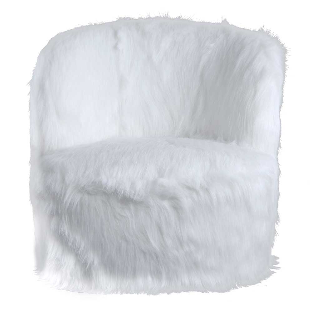 Kunstfell Designer Sessel Holando in Weiß mit 25 cm Sitzhöhe