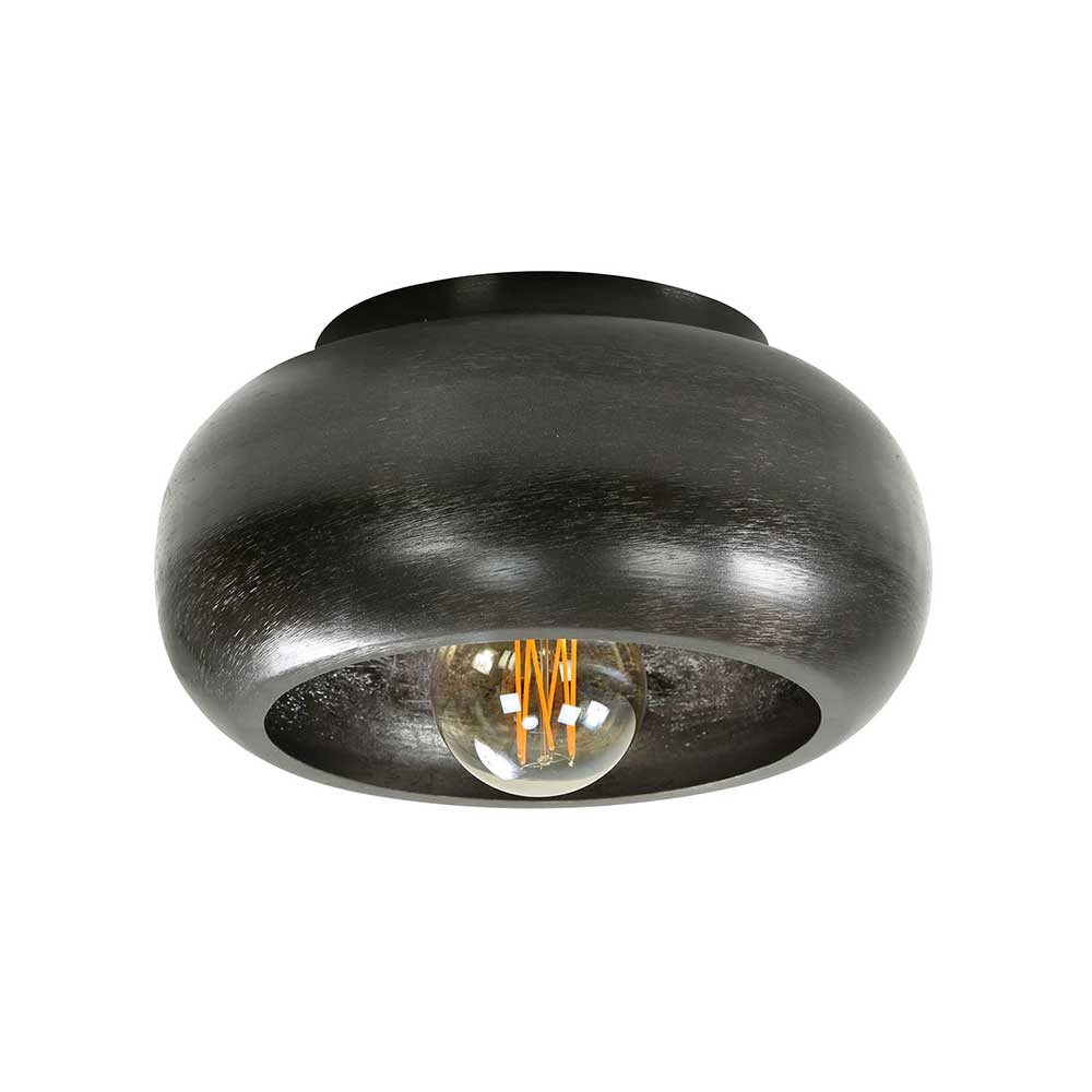 Runde Deckenlampe Nisida aus Metall in Schwarz Nickel