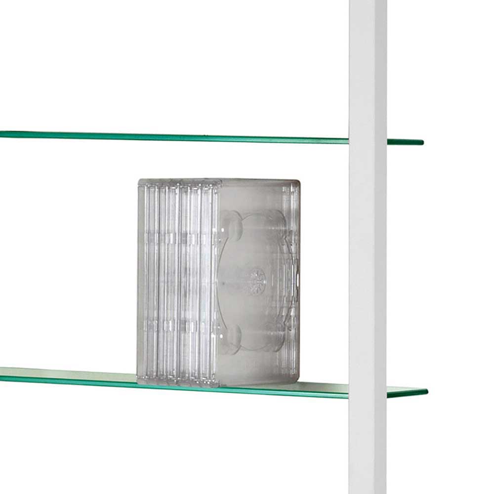 Stahl DVD Hängeregal Crastov in Weiß mit Glasböden