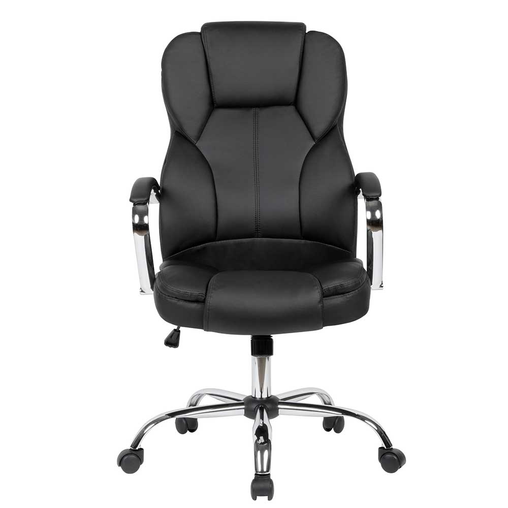 Bürodrehstuhl Capo in Schwarz und Silberfarben mit verstellbarer Rückenlehne