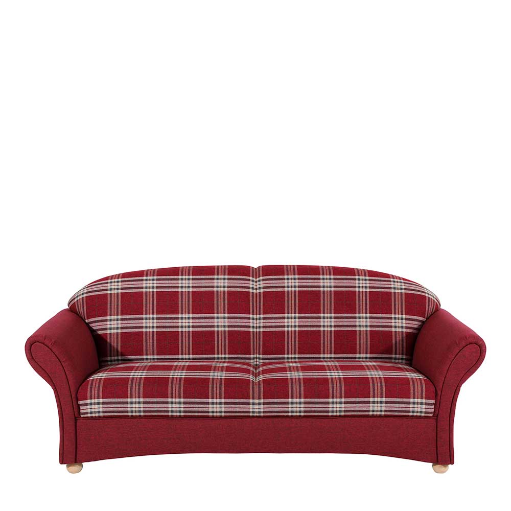 Rote Dreisitzer Couch Riscos im Landhausstil mit Karomuster