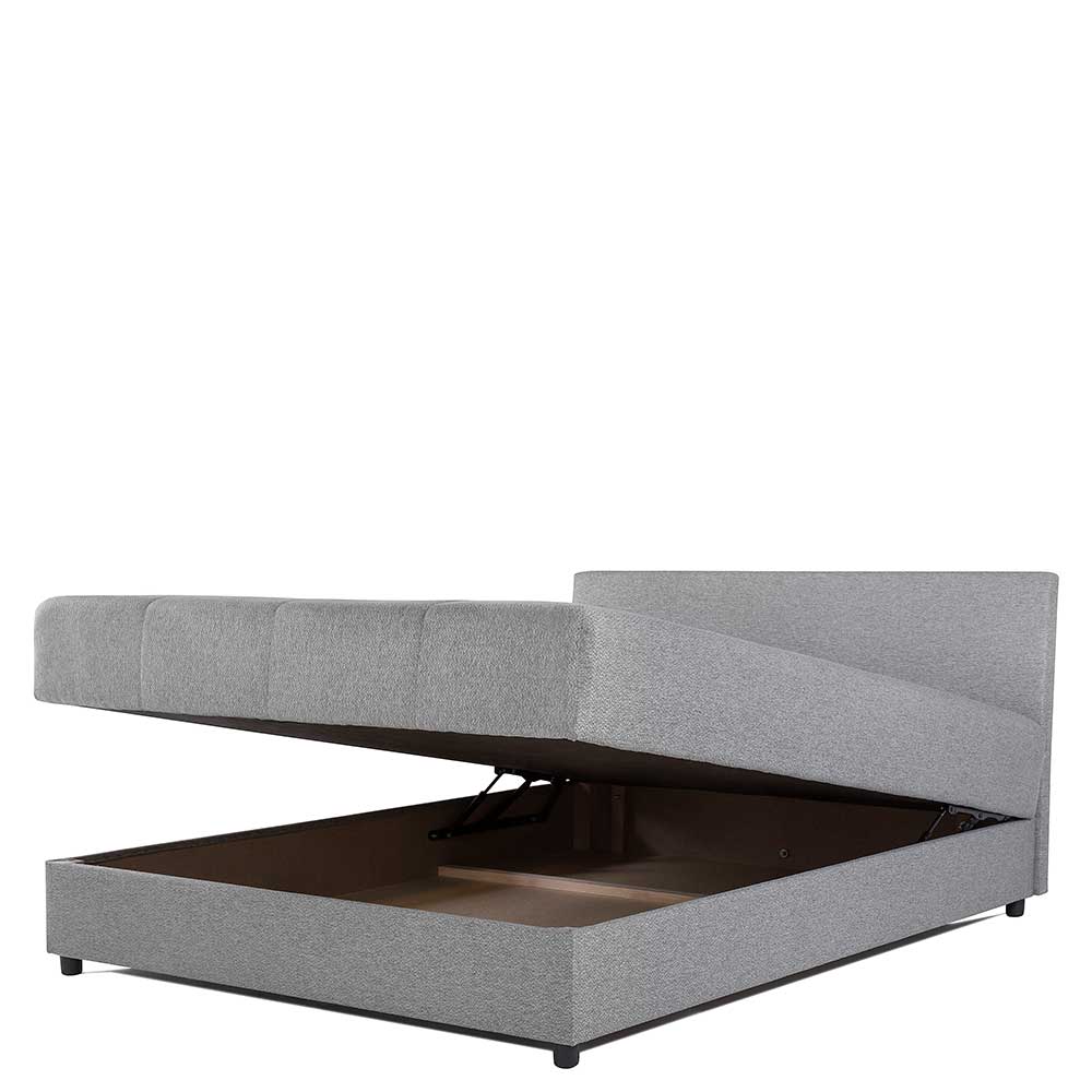 Gepolstertes Bett Katalonia in Grau mit 50 cm Einstiegshöhe