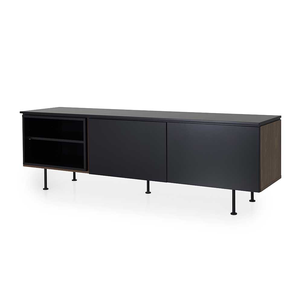 TV Tisch Longos in Schwarz und Walnussfarben 180 cm breit