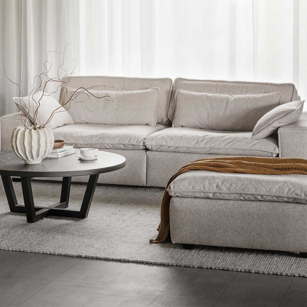 Moderne Wohnzimmer Couch Tajibo in Beige 226 cm breit