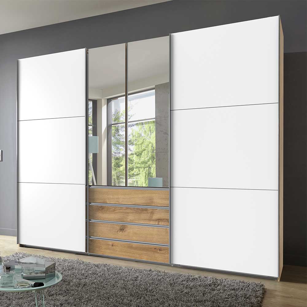 Kleiderschrank mit Spiegeltüren Gizmeal 300 cm breit in modernem Design