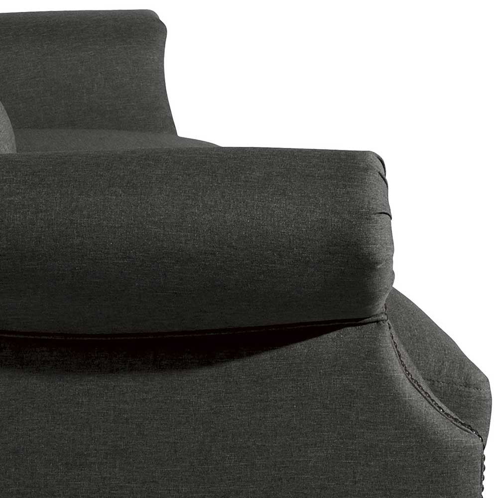 Vintage Look Dreisitzer Couch Anthrazit Cranita 234 cm breit und 112 cm hoch