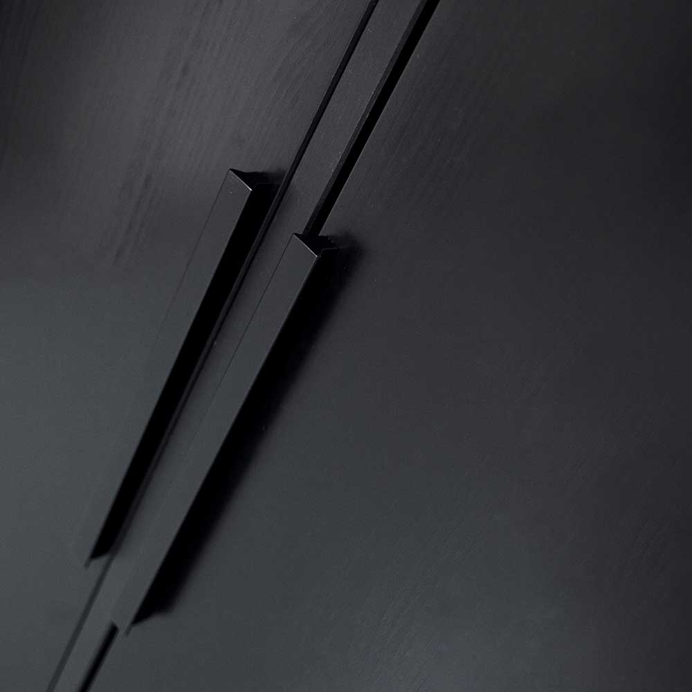 Drehtüren Kleiderschrank Marile in Schwarz aus Kiefer Massivholz