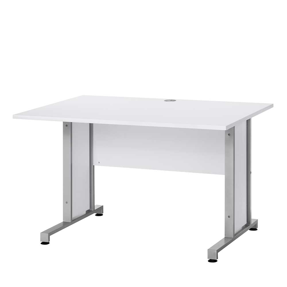 Schreibtisch Halvus in Weiß und Alufarben 75 cm hoch