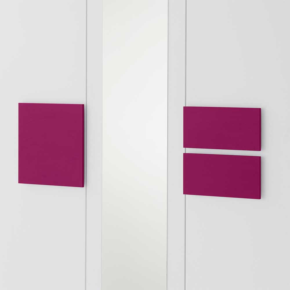 Schlafzimmer Kleiderschrank Tidesco in Weiß Pink mit Spiegel