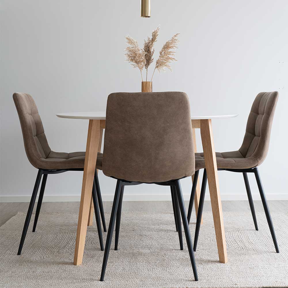 Kleine Sitzgruppe Araba runder Tisch im Skandi Design (fünfteilig)