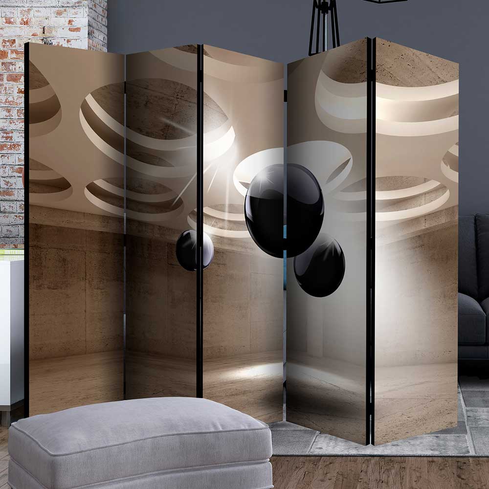 Raum Trennwand Iloventa mit abstraktem 3D Motiv und Leinwand Füllung