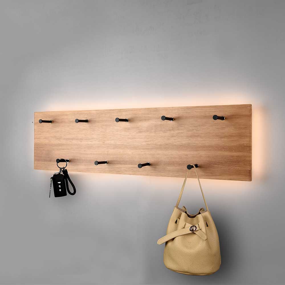 Garderobenleiste Ivano mit LED Beleuchtung in Holzoptik
