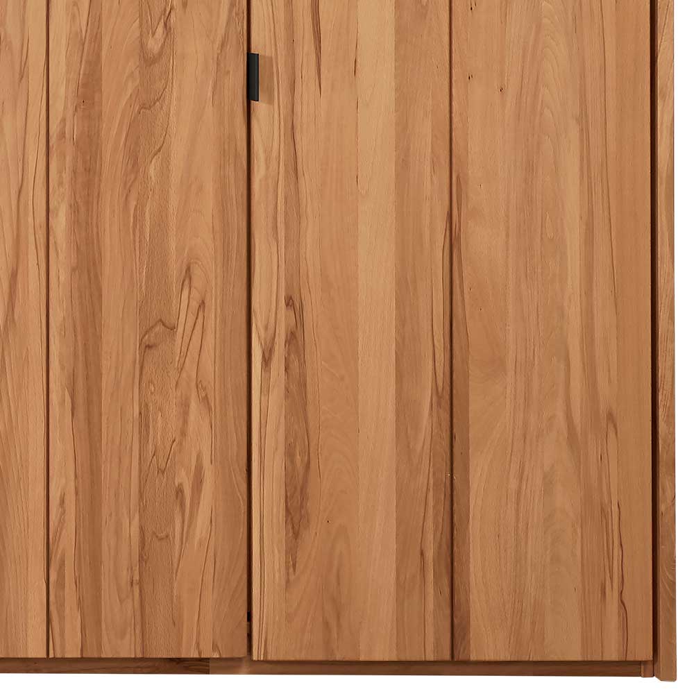 5 Türen Kleiderschrank Yarcella inklusive Kranzleiste aus Kernbuche Massivholz