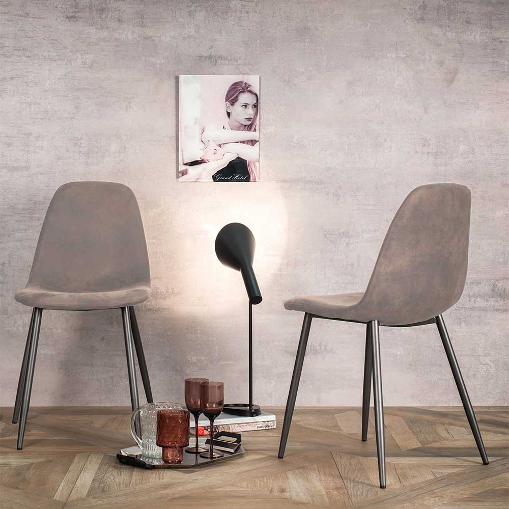 Esstisch Stühle Rahia in dunkel Grau und Taupe modern (4er Set)