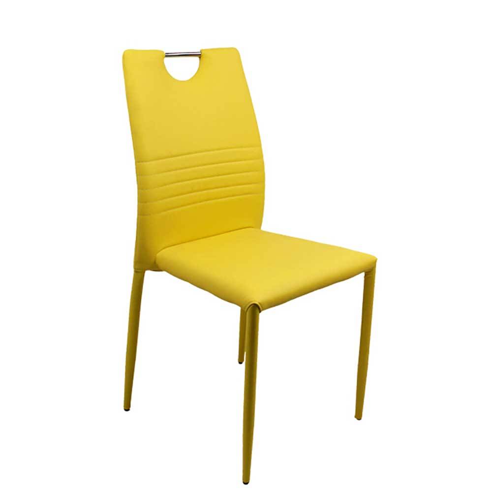 Gelbe Stühle Vinkoja aus Kunstleder & Metall stapelbar (4er Set)