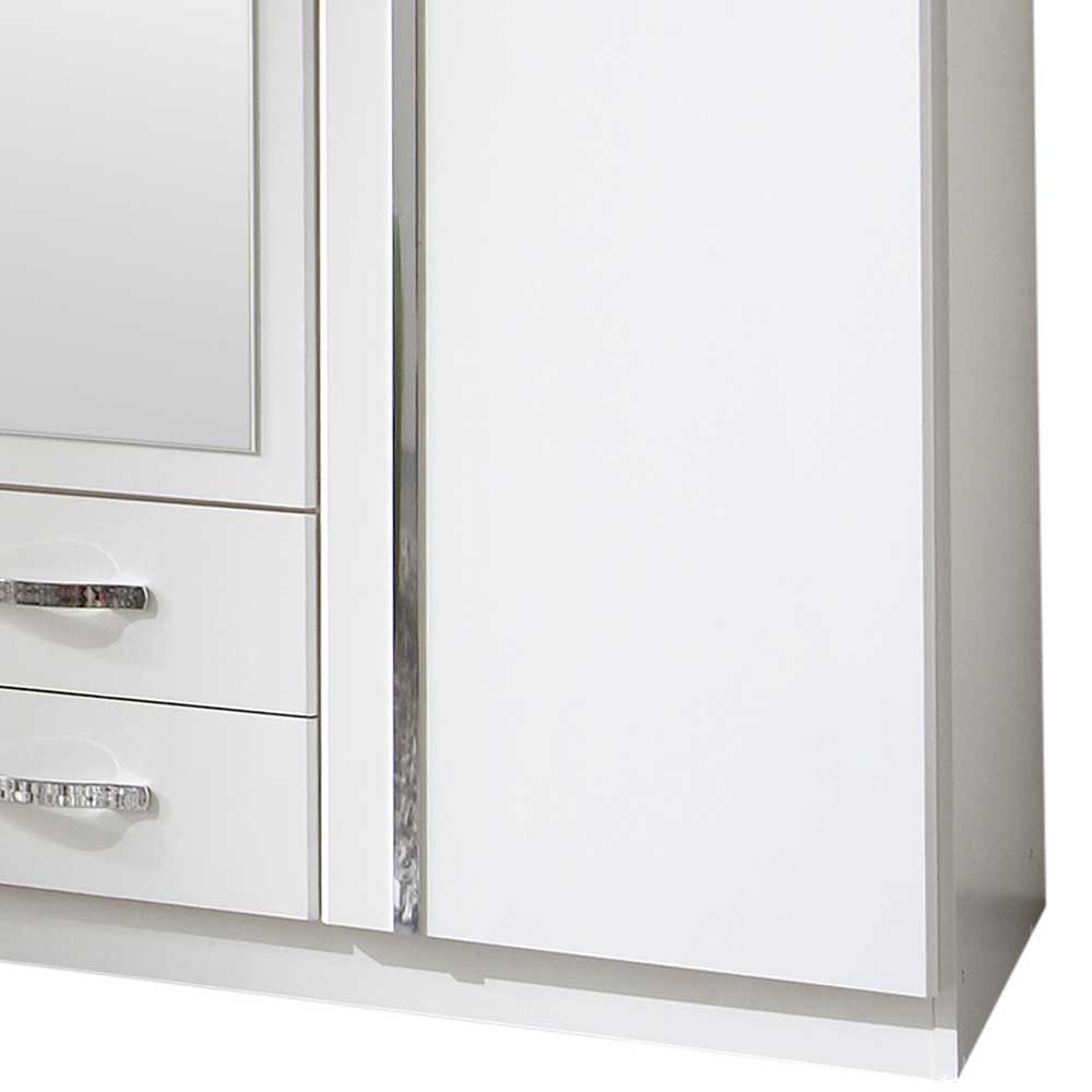Spiegeltür Kleiderschrank Alkatar mit zwei Schubladen in Weiß