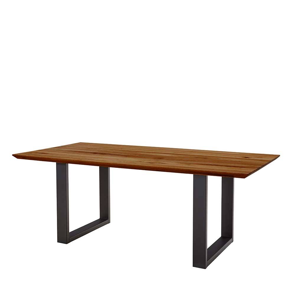 Tisch Esszimmer Giannas aus Zerreiche Massivholz mit Bügelgestell