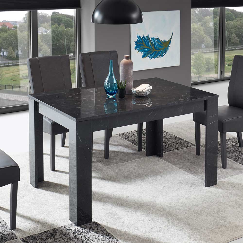 Hochglanz Tisch Esszimmer Travura in Schwarz Marmor Optik
