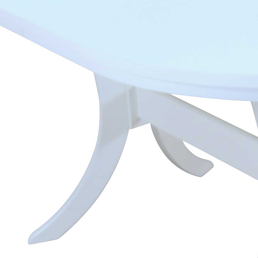 Ovaler Esstisch Bessas aus Buche Weiß ausziehbar
