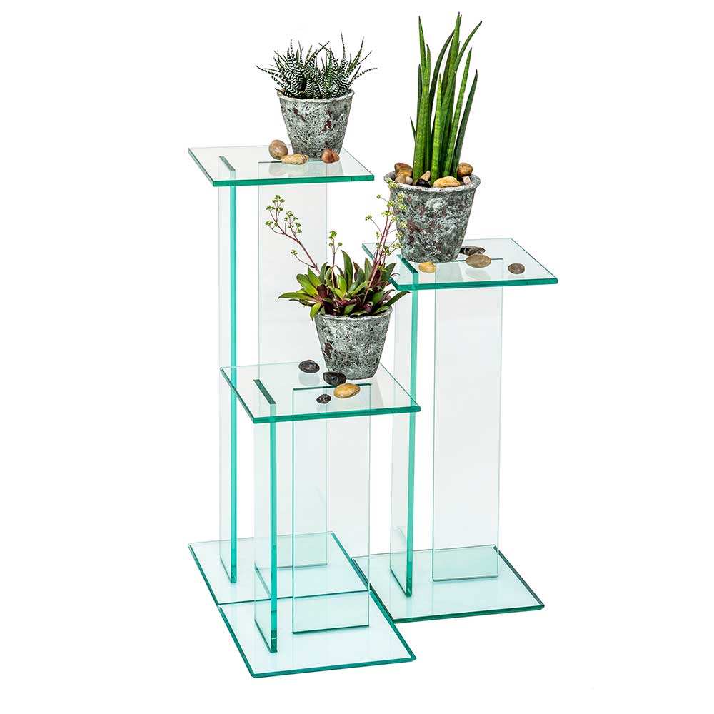 Blumentisch Set Domino aus Glas in modernem Design (dreiteilig)