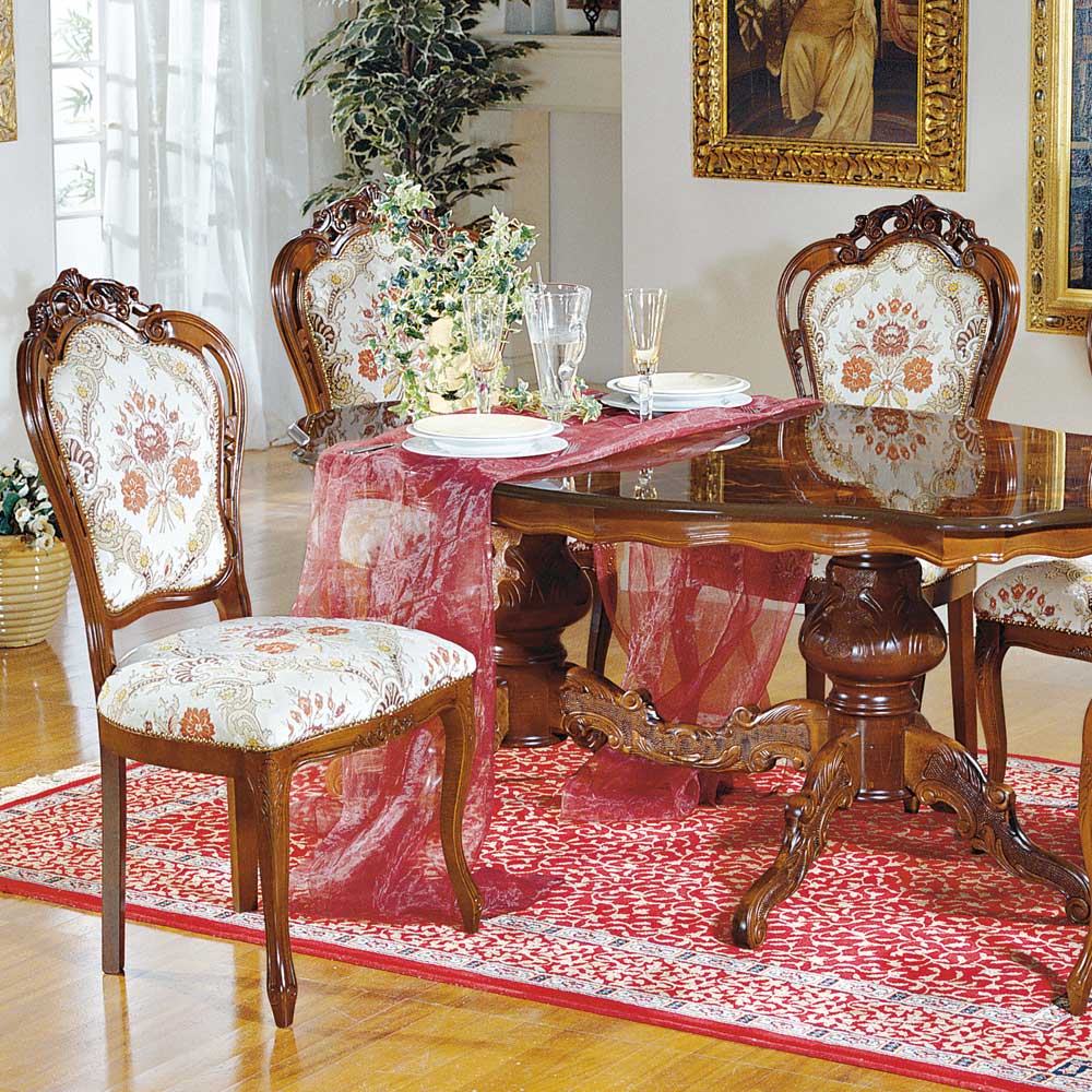 Barock Esszimmergruppe Adessa mit ovalem Tisch und Beige (sechsteilig)