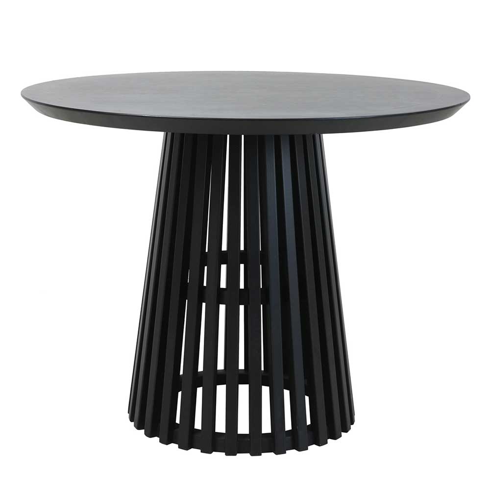 Runder Esszimmer Tisch Doinera in Schwarz im Skandi Design
