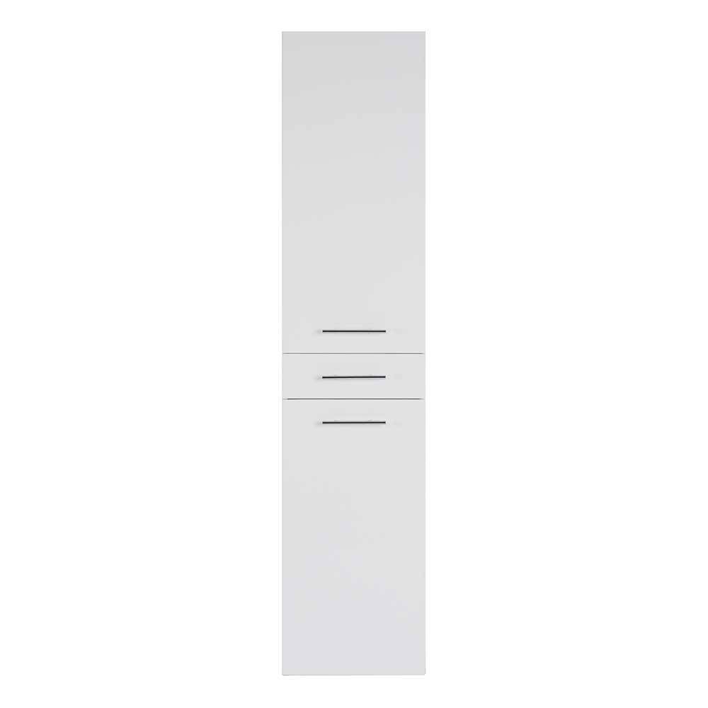 Hochglanz Badezimmermöbel Set Oksena in Weiß - montiert (vierteilig)