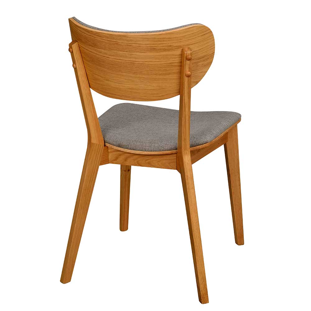 Esszimmerstuhl Set Gumerus aus Eiche Massivholz und Webstoff hell Grau | 4-Fuß-Stühle