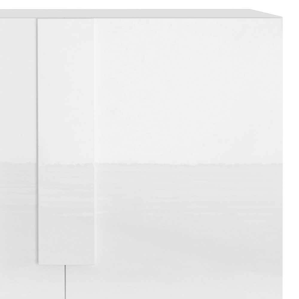 Hochglanz Sideboard Cambita in Weiß mit sechs Schubladen