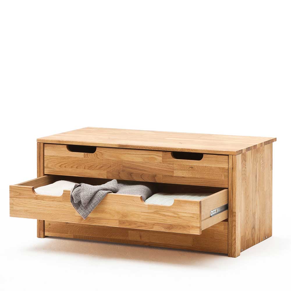 Schlafzimmerschrank Serinos aus Wildeiche Massivholz mit drei Schubladen innen
