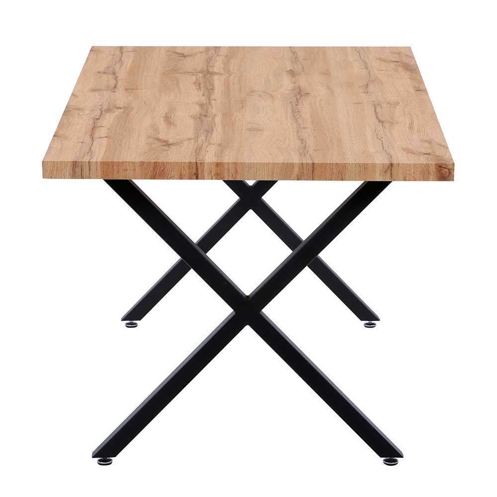 Tischgruppe Ailina in Wildeichefarben und Grau im Loft Design (fünfteilig)