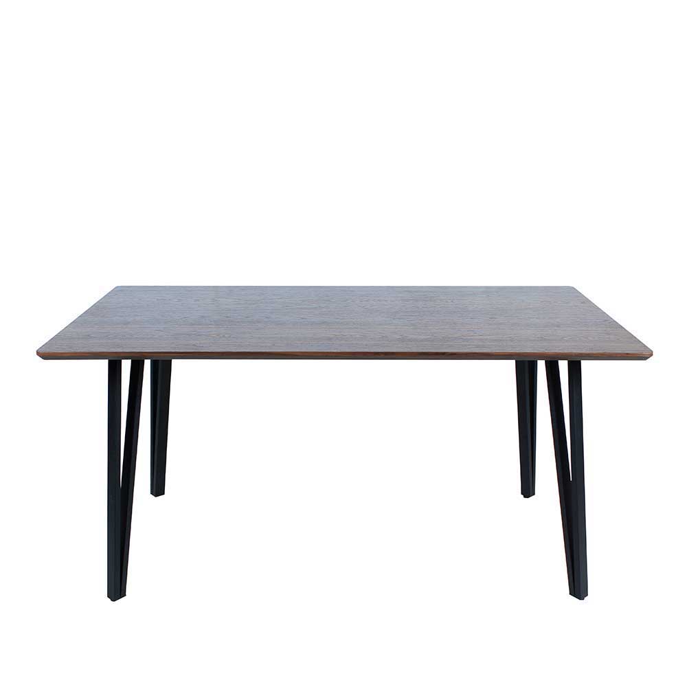 Retrostil Essgruppe Naosa in Nussbaumfarben und Grau mit 160 cm Tisch (fünfteilig)