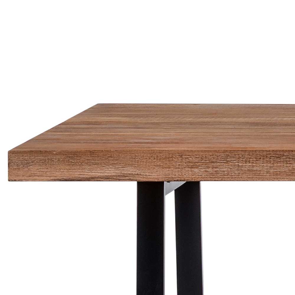 Esszimmer Tisch Handiran I mit Massivholzplatte in Teakfarben