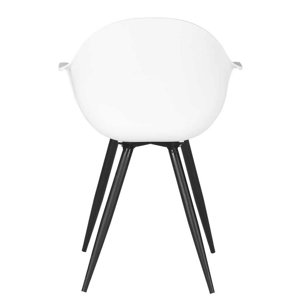 Kunststoff Küchenstuhl Set Rubin in Weiß und Schwarz im Skandi Design (2er Set)