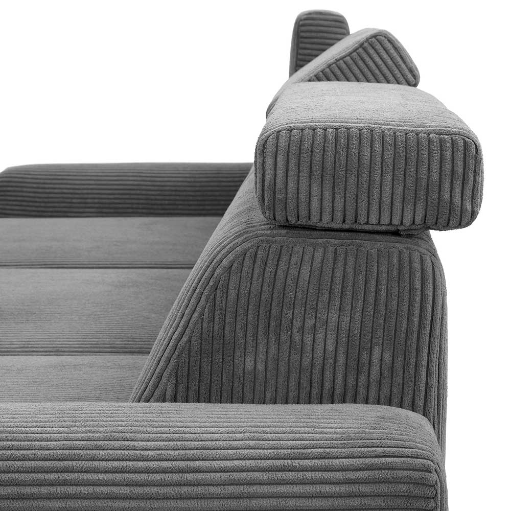 Cord L Sofa Imuraca in Anthrazit mit verstellbarer Rückenhöhe