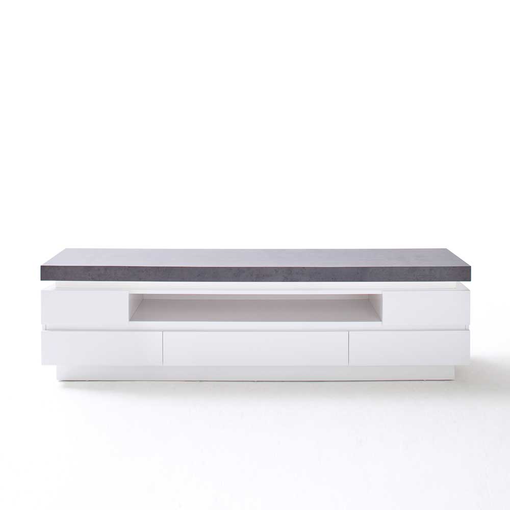 Design Lowboard Croscon in Weiß Grau mit LED Beleuchtung
