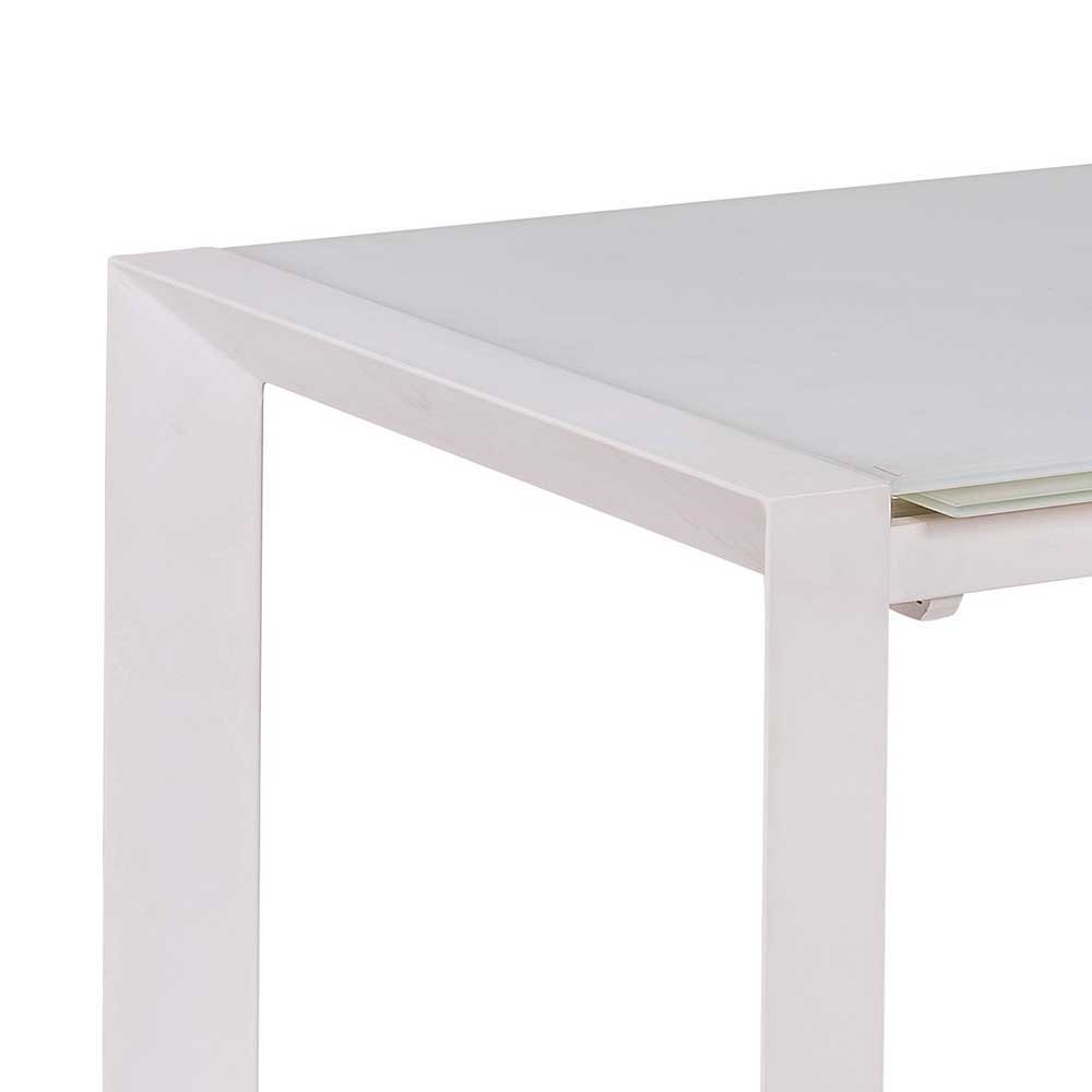 Tisch Tirol in Weiß Glas verlängerbar