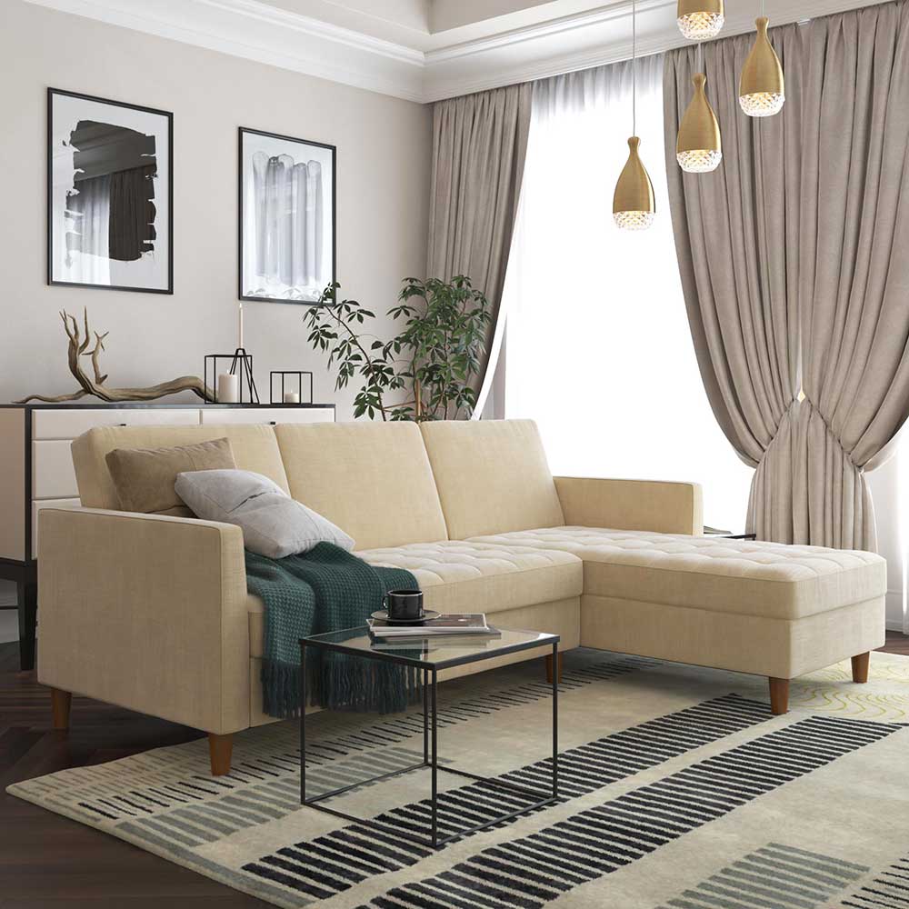 Sofa Eckgarnitur Yelna mit Rücken Klappmechanik in modernem Design
