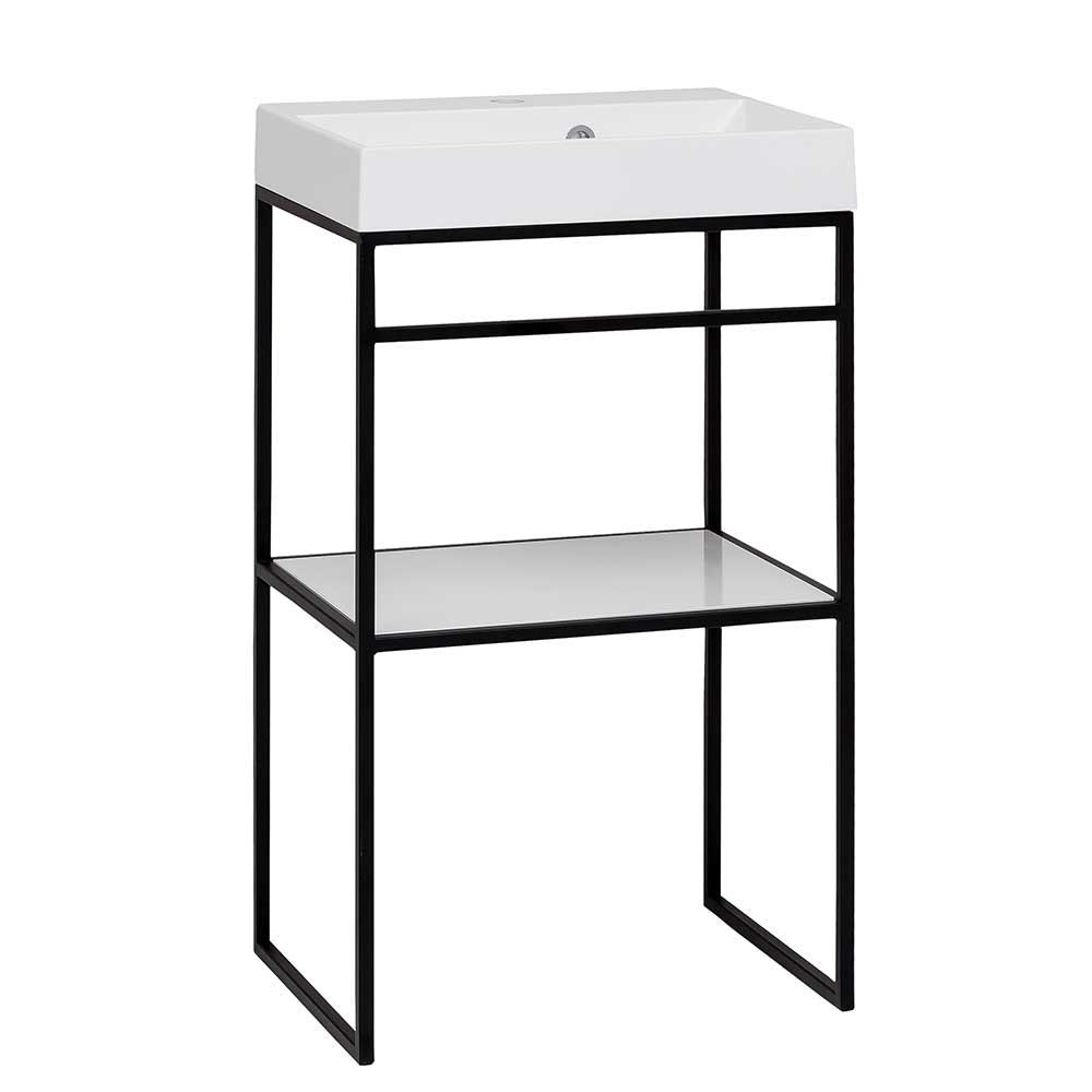 Design Badmöbel Set Carando in Weiß Hochglanz und Schwarz aus Stahl (zweiteilig)