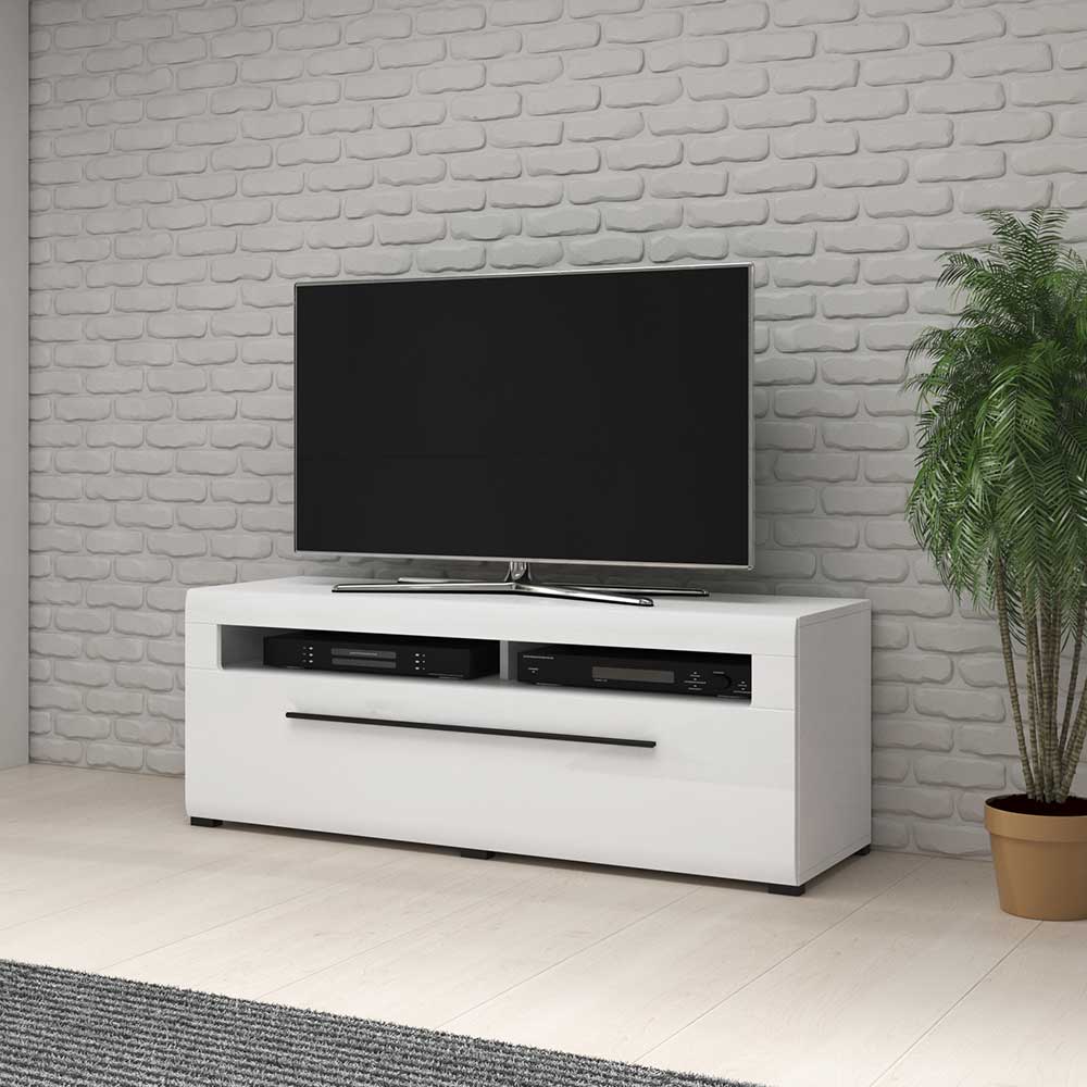Hochglanz Fernsehmöbel Sienna in Weiß 52 cm hoch