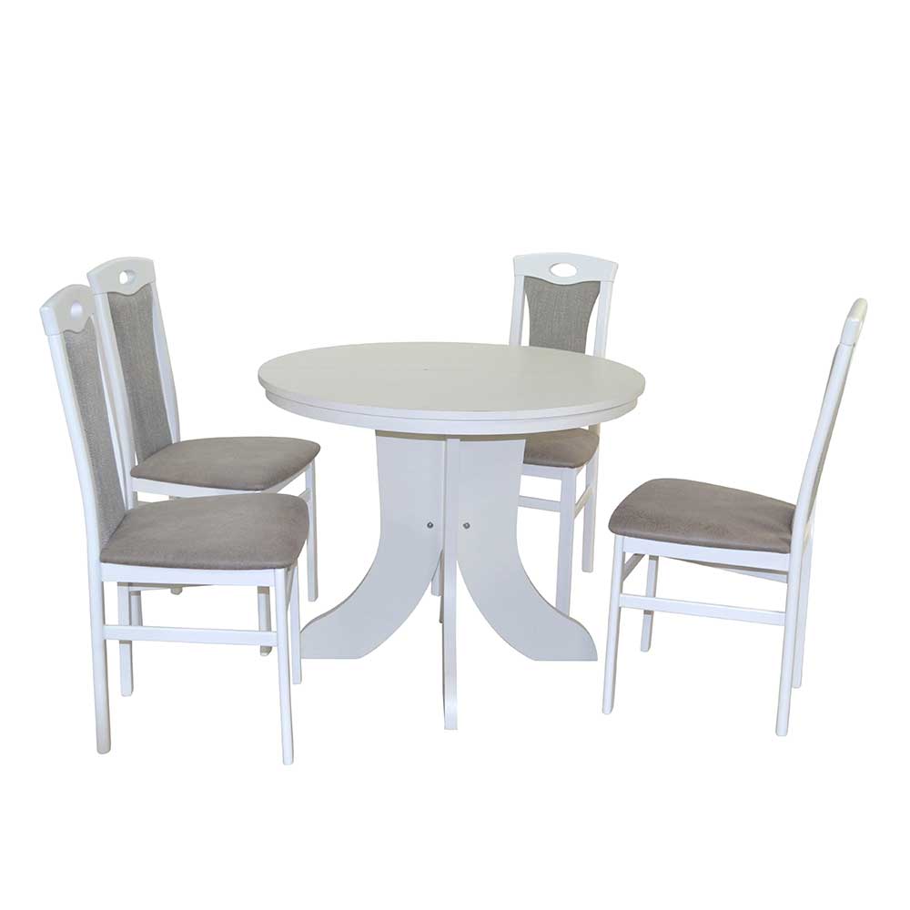4 Personen Esszimmergarnitur Tananoa mit rundem Tisch ausziehbar (fünfteilig)