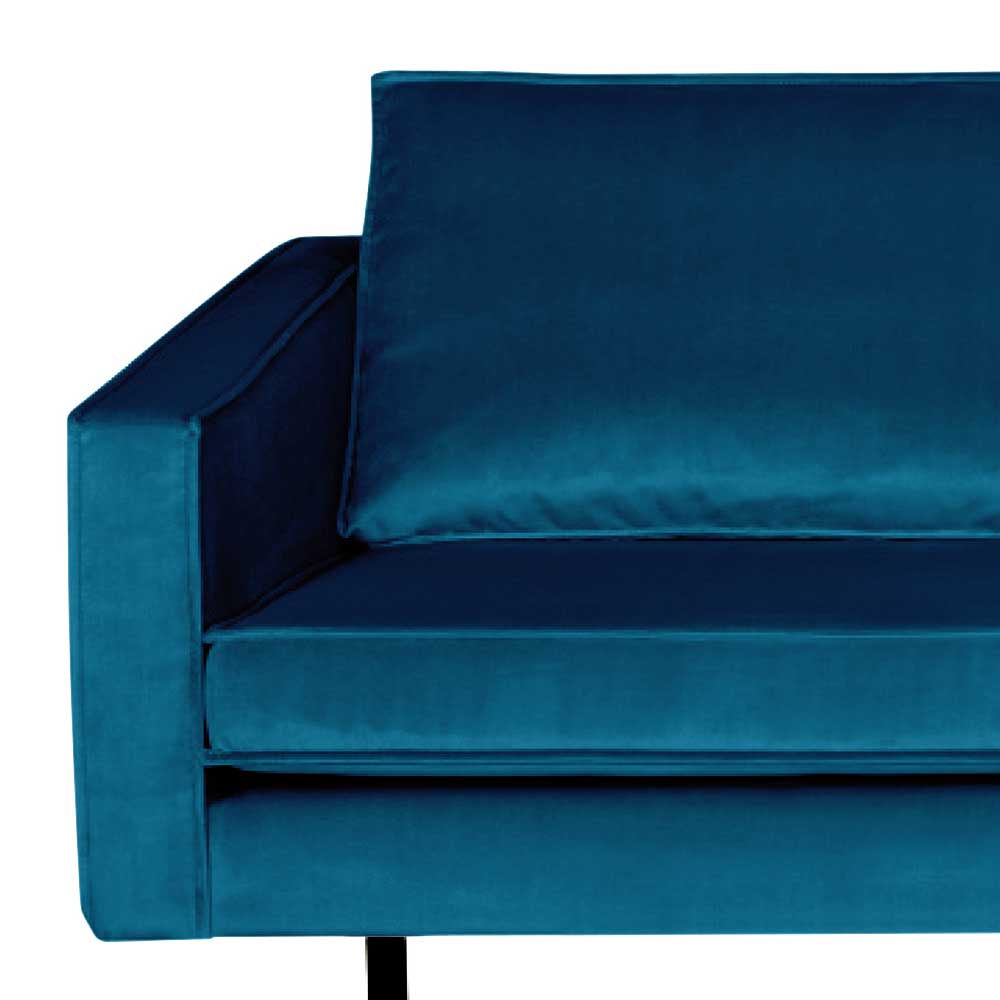 Design Sofa Domago in Blau mit samtigem Bezug