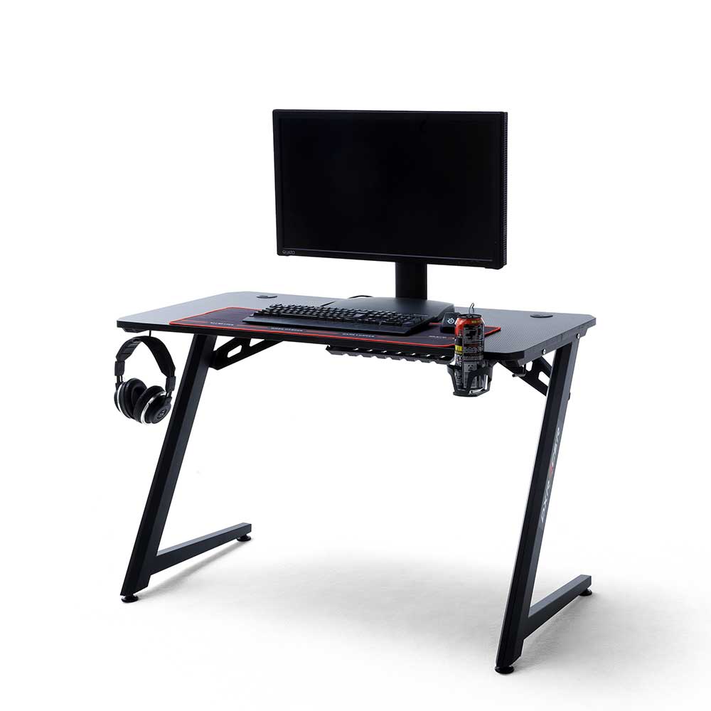 PC Schreibtisch Nulierto in Schwarz mit Kufengestell