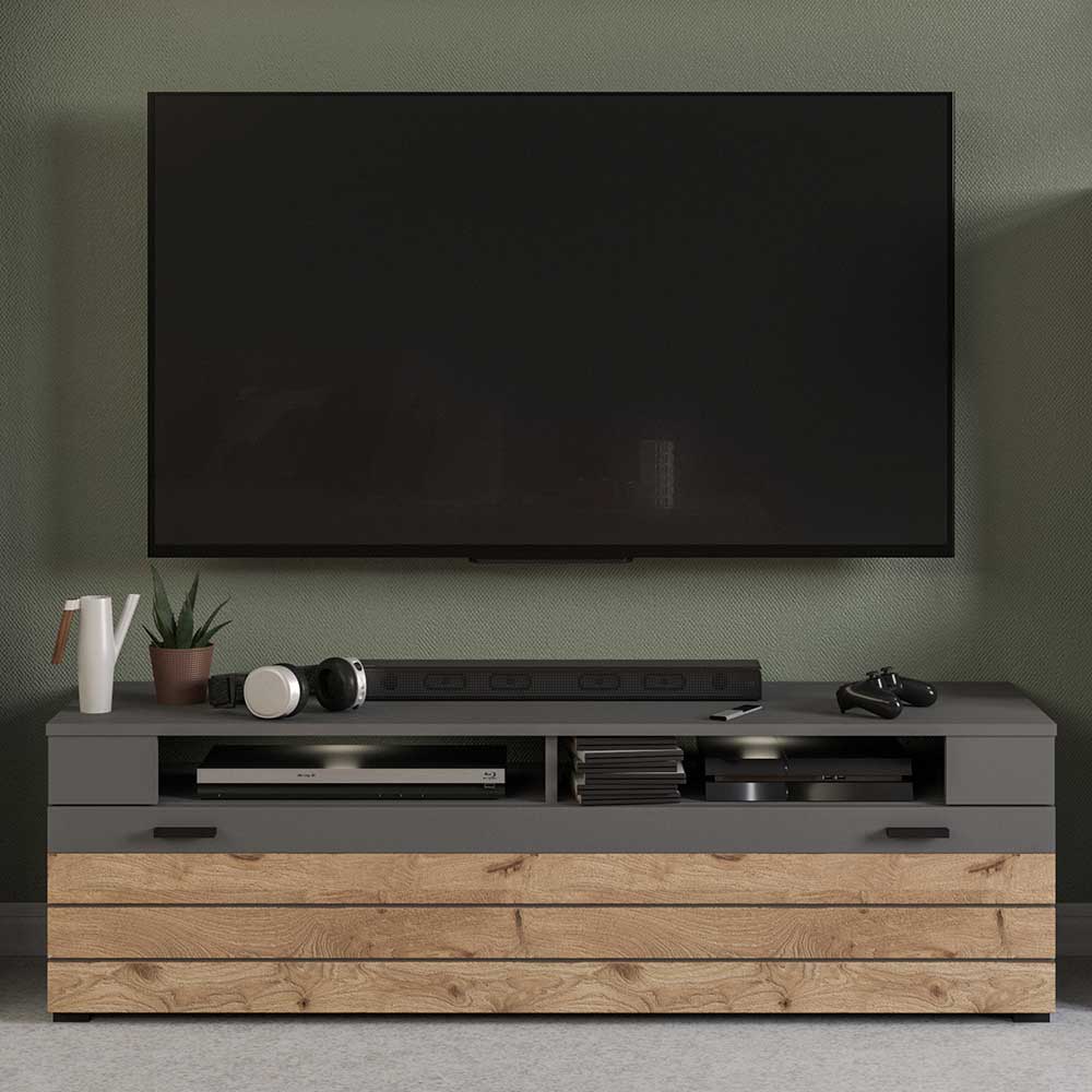 Fernsehmöbel Contreros in Wildeichefarben und Grau 140 cm breit