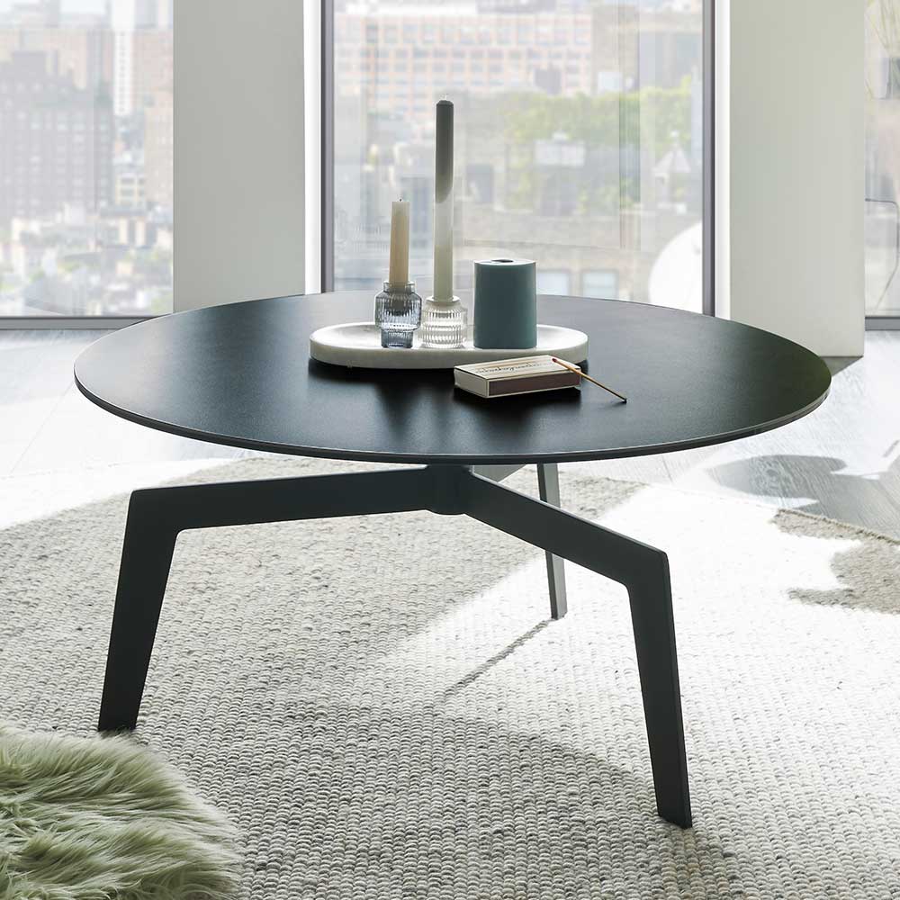 Runder Wohnzimmer Tisch Truridia in modernem Design mit Metall Dreibeingestell
