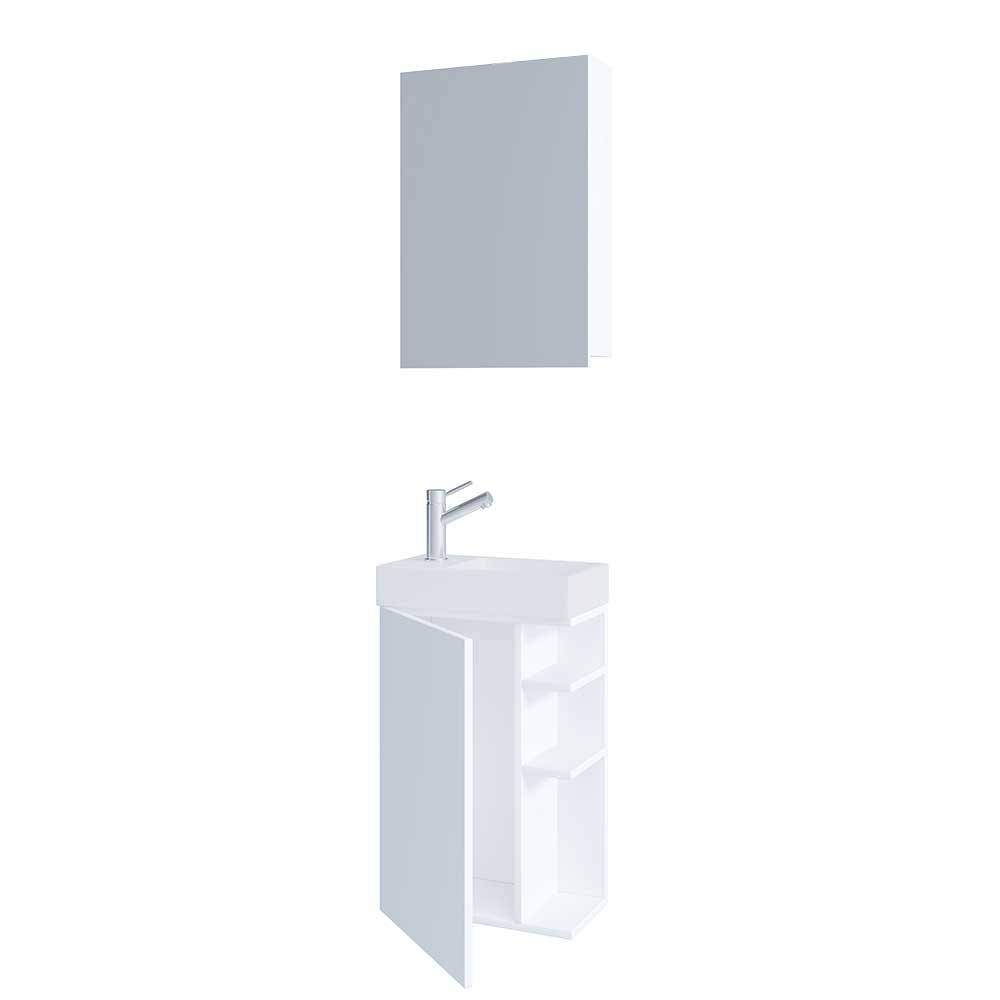 Gäste Toilette Möbel Emjada in Weiß 40 cm breit (zweiteilig)