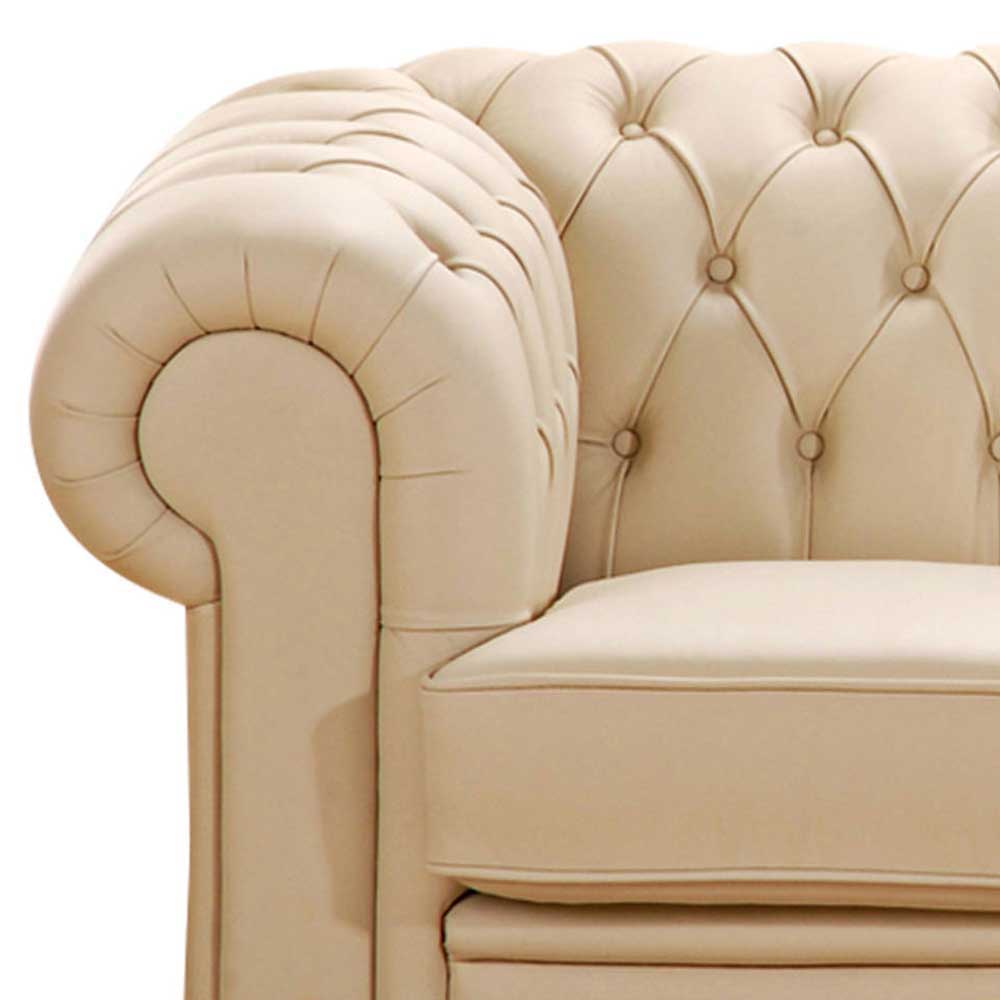Chesterfield Look Zweier Sofa Simeon in Beige 172 cm breit
