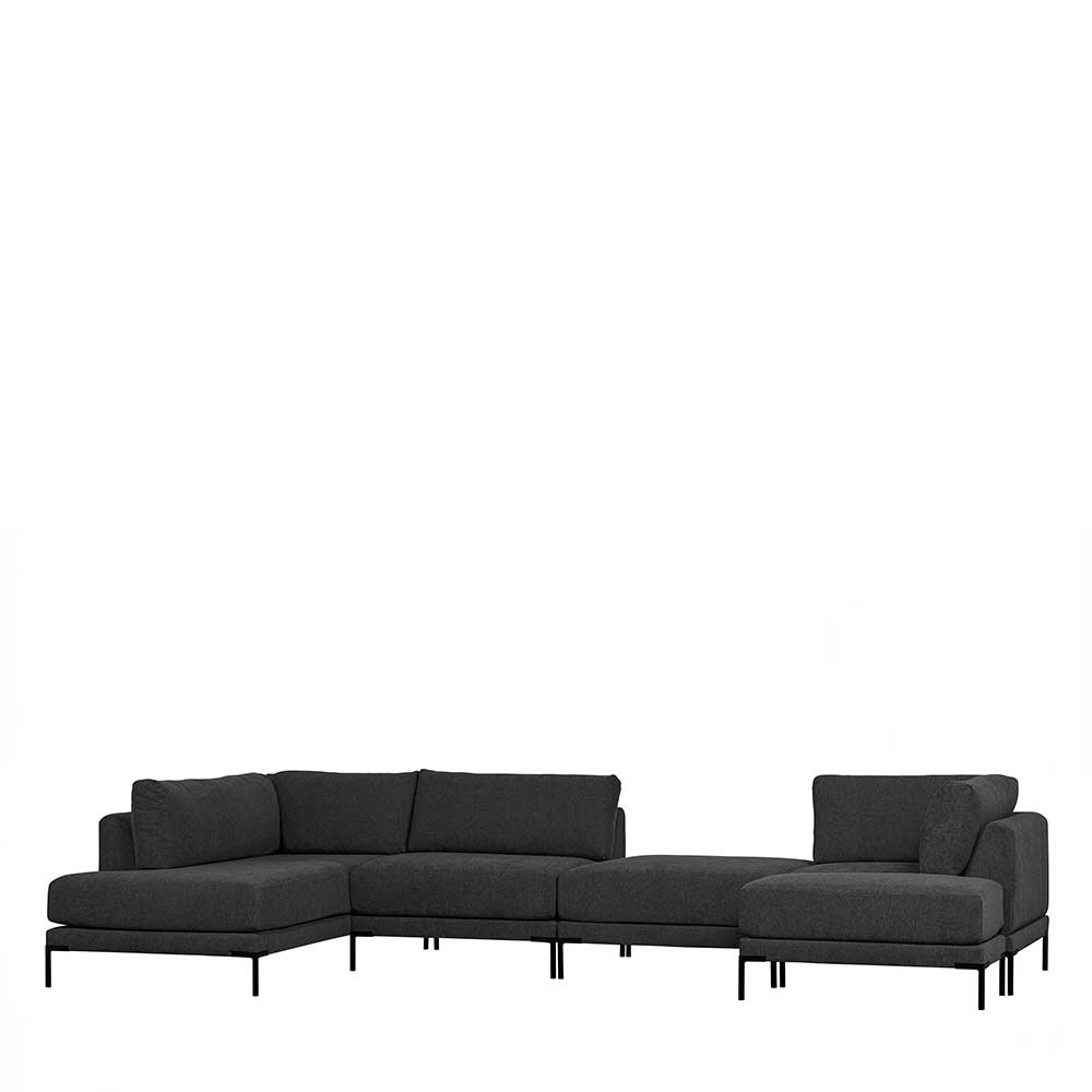 Wohnzimmer Couch modular Duffy in Dunkelgrau mit fünf Sitzplätzen (fünfteilig)