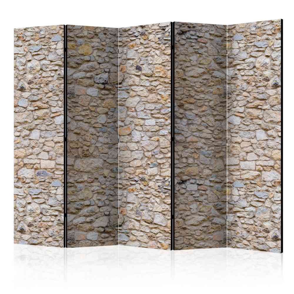 Paravent Venlo mit Natursteinmauer Muster in Beige